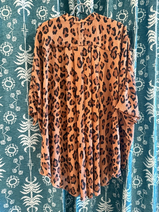 Free People Intimately FP Leopard Print Wake Up Flowing Tunic Shirt Brown XS - Picture 7 of 11